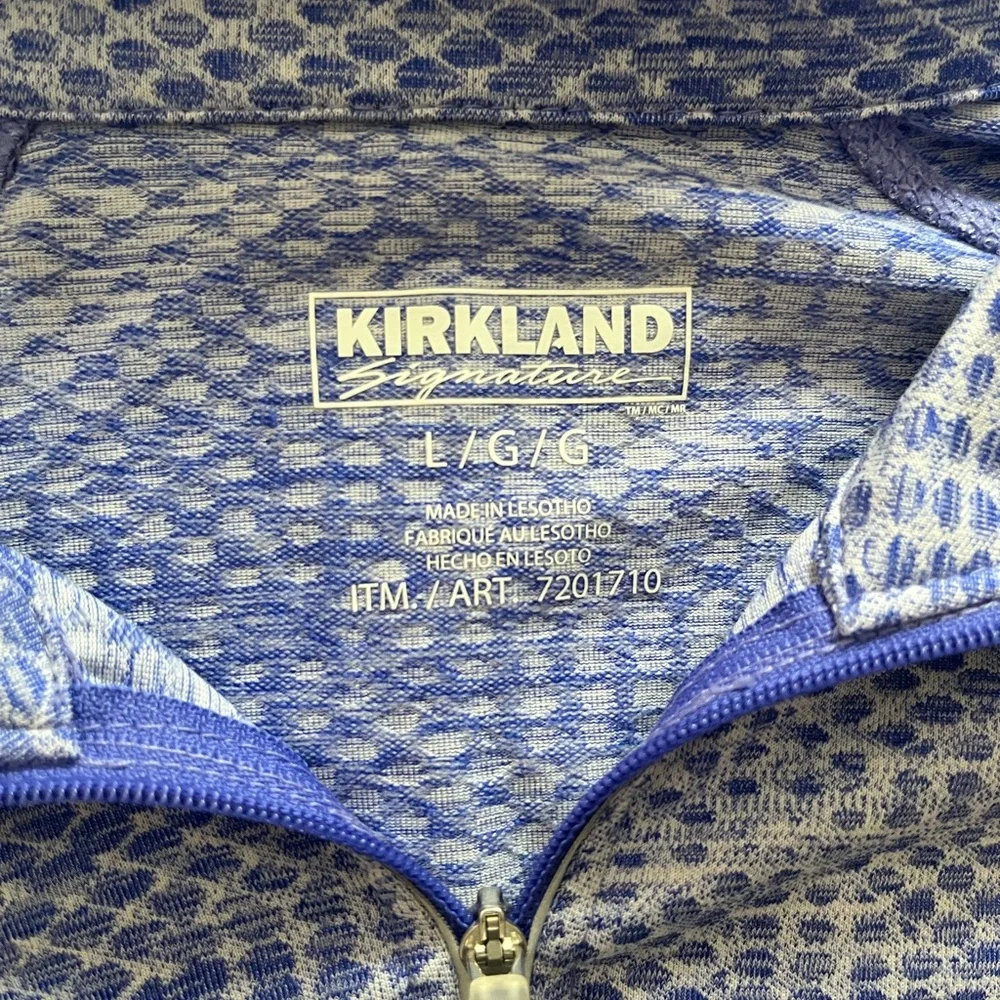 NWOT Kirkland Signature Blue Textured Zip Pullover - Picture 2 of 5